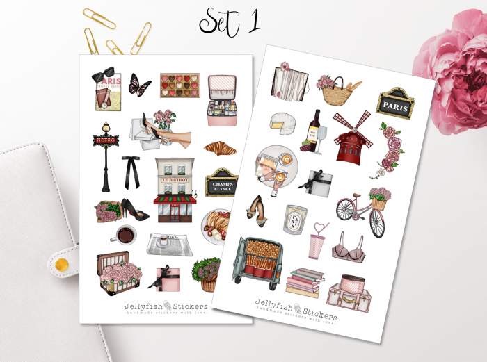 Mädchen Paris Sticker Set